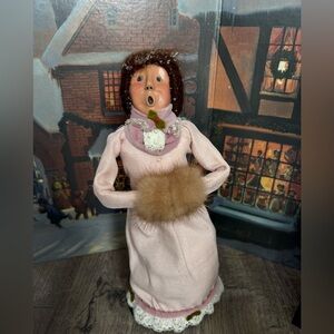 Pink Holiday Caroler Figurine